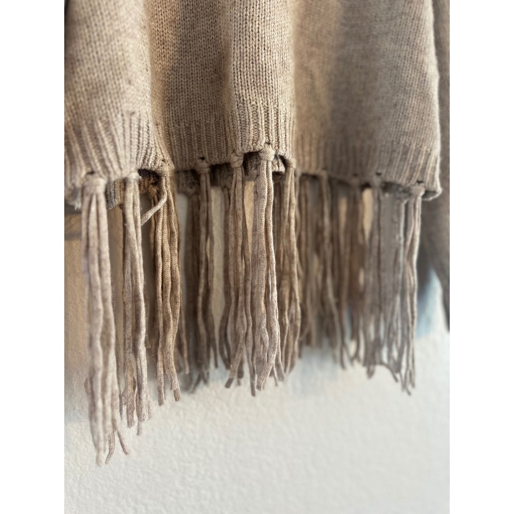 Splendid Riley Fringe Wool-blend Sweater Womens XS Tan Western Boho RW3S220 - Picture 5 of 9